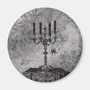 Gothic Candlestick with Spider, Halloween Magnet