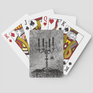 Gothic Candlestick with Spider, Halloween Poker Cards
