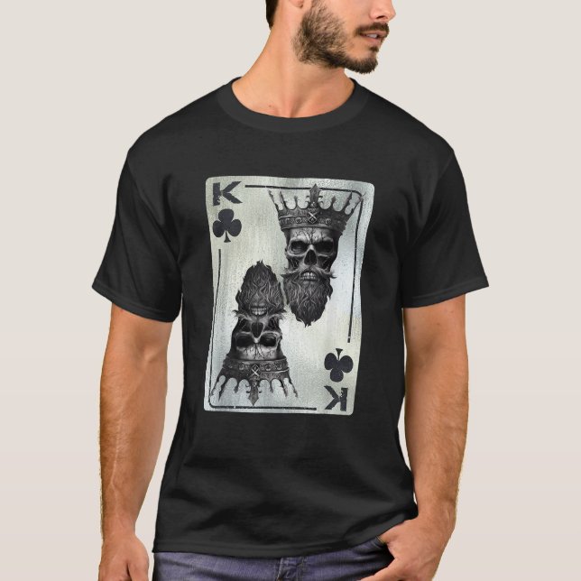 Gothic Card Game Clubs King Creepy Shirt Bone Skul (Front)