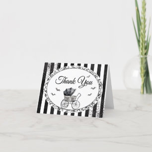 Gothic Carriage Halloween Baby Shower Letterpress Thank You Card