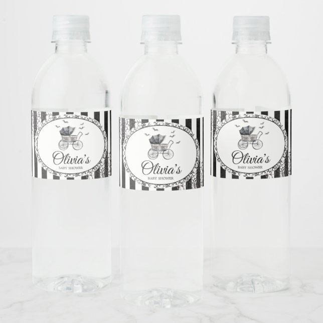 Gothic Carriage Halloween Baby Shower Water Bottle Label (Bottles)