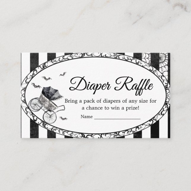 Gothic Carriage Halloween BabyShower Diaper Raffle Enclosure Card (Front)