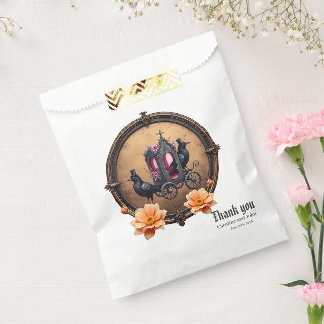 Gothic Carriage with Ravens and Roses Favor Bag (Sealed)