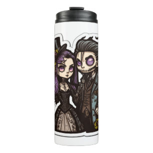 Gothic Cartoon Couple Sticker Art Thermal Tumbler