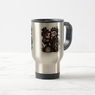Gothic Cartoon Couple Sticker Art Travel/Commuter Travel Mug