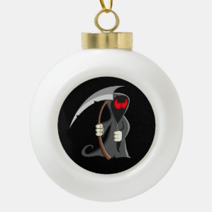 Gothic Cartoon Grim Reaper Halloween Ceramic Ball Christmas Ornament