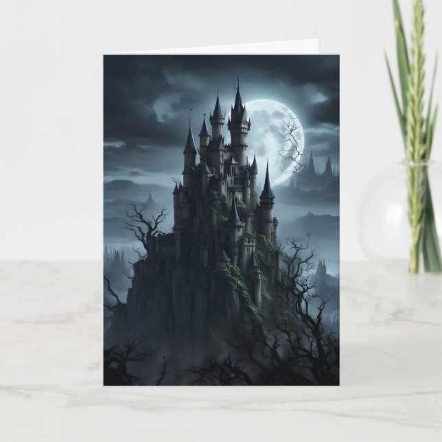 Gothic Castle at Midnight Card (Front)