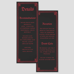 Gothic Castle Black Red Wedding Enclosure Card Bookmarks
