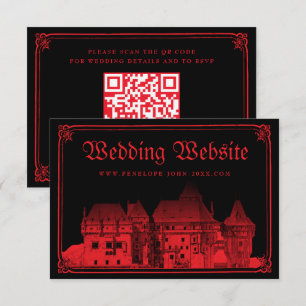 Gothic Castle Border Black Red Wedding Website Enclosure Card