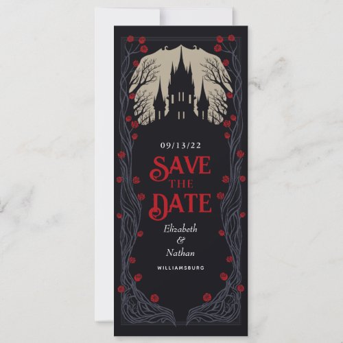 Gothic Castle Floral Wedding Save the Date Invitation