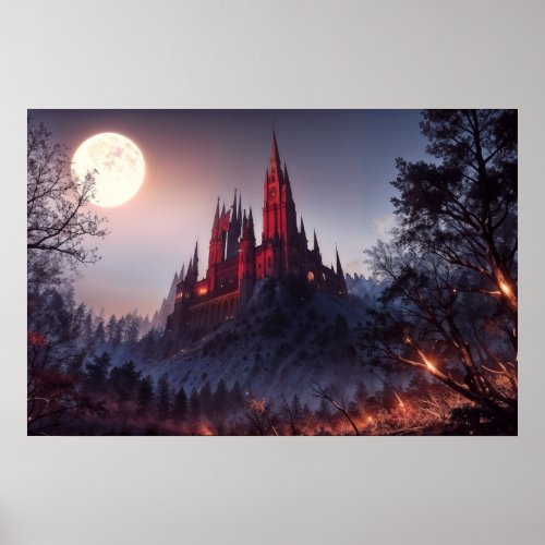 Gothic Castle in the Woods Poster