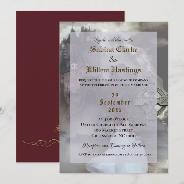 Gothic Castle Medieval Wedding Invitation (Front/Back)