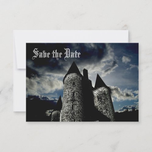 Gothic castle scene Save the Date Invitation