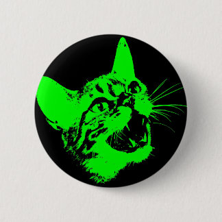 Gothic Cat Feral Evil Scary Growl Fangs Button