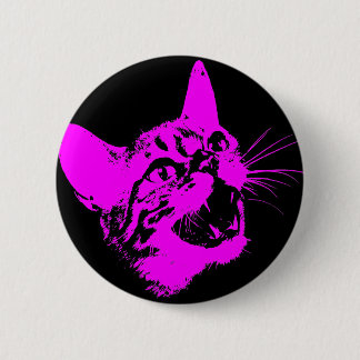 Gothic Cat Feral Evil Scary Growl Fangs Button