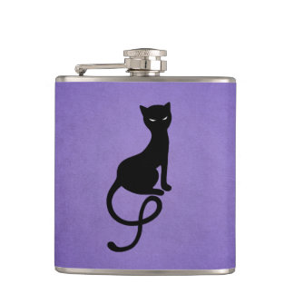 Gothic Cat Lover Evil Kitty Purple Flask