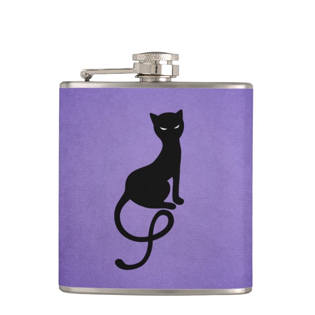 Gothic Cat Lover Evil Kitty Purple Flask (Front)