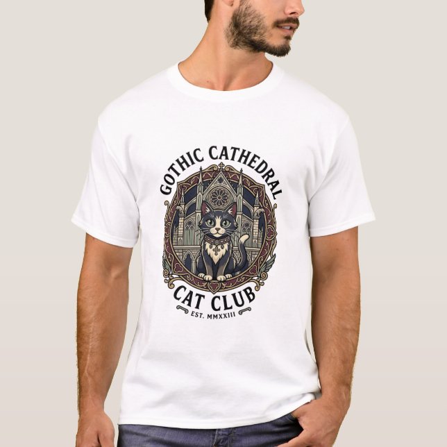 Gothic Cathedral Cat Cat Graphic Tee Art - Gothic  (Front)