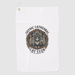 Gothic Cathedral Cat Cat Graphic Tee Art - Gothic Golf Towel