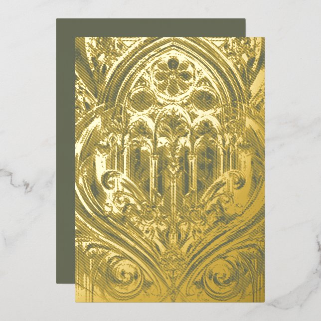 Gothic Cathedral Foil Card (Moss Green) (Front/Back)