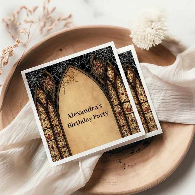 Gothic Cathedral Midnight Birthday Napkins (Creator Uploaded)