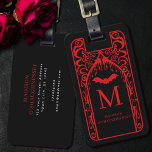 Gothic Cathedral Red Black Vampire Monogram Luggage Tag