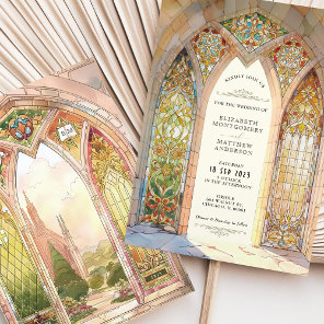 Gothic Cathedral Stained Glass Wedding Invitation