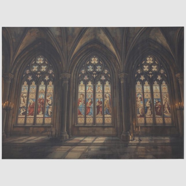 Gothic Cathedral Window Decoupage Paper – Dark Med (Front)