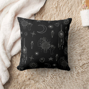 Gothic Celestial Black Throw Pillow