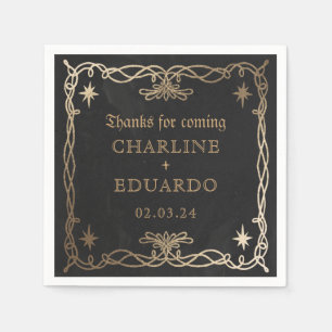 Gothic Celestial Fantasy Gold Ivy Wedding Napkins