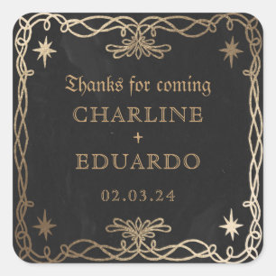 Gothic Celestial Fantasy Gold Ivy Wedding Square Sticker