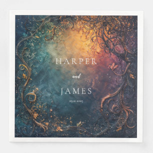 Gothic Celestial Gold Vine Abstract Nebula Luxury Paper Dinner Napkins