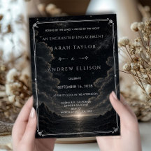 Gothic Celestial Silver Foil Moon Star Engagement