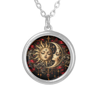 Gothic Celestial Sun Moon Pendant Necklace