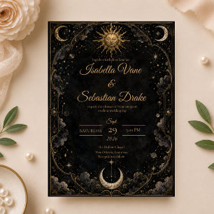 Gothic Celestial Sun Moon Wedding Invitation