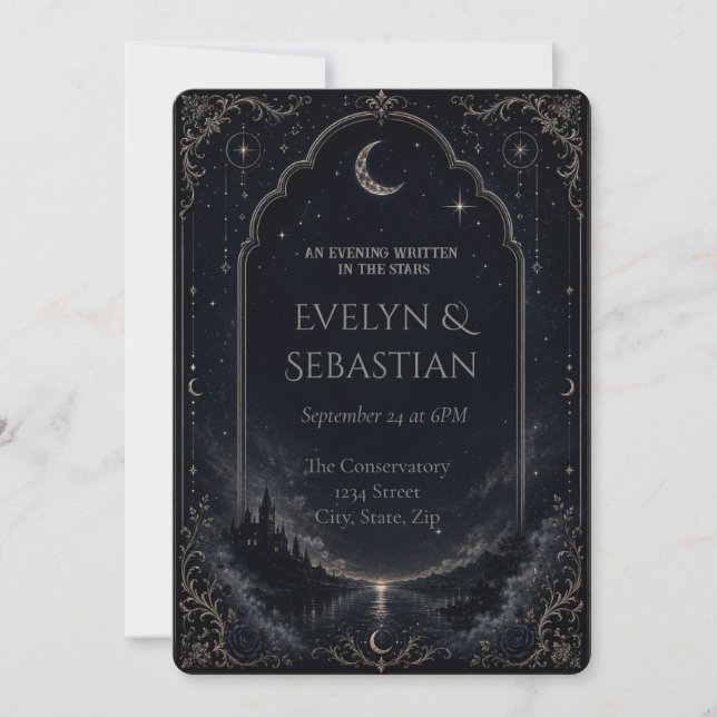 Gothic Celestial Wedding Invitation (Front)