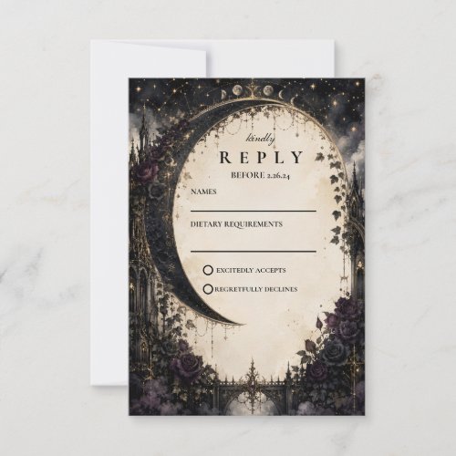 Gothic Celestial Wedding RSVP Card