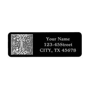 gothic celtic calligraphy renaissance monogram I Label