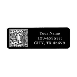 gothic celtic calligraphy renaissance monogram I Label