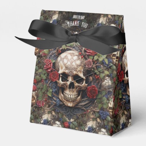 Gothic Celtic Skulls and Roses Biker Wedding Favor Boxes