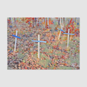 Gothic Cemetery Crosses Autumn Digital Paint Art Tissue Paper