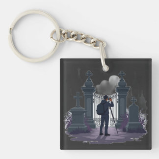 Gothic Cemetery Gate Silhouette Keychain