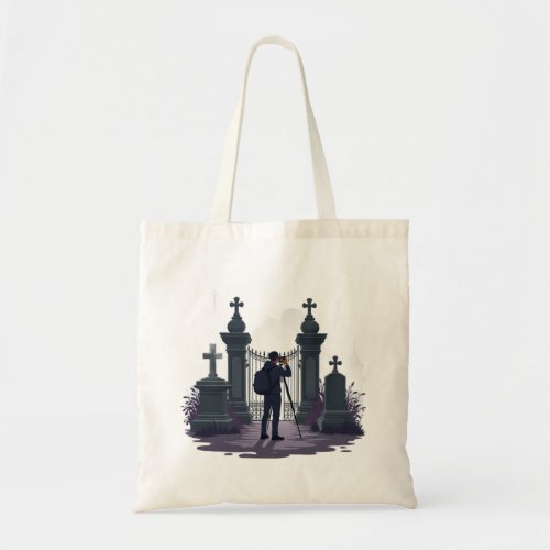 Gothic Cemetery Gate Silhouette Tote Bag