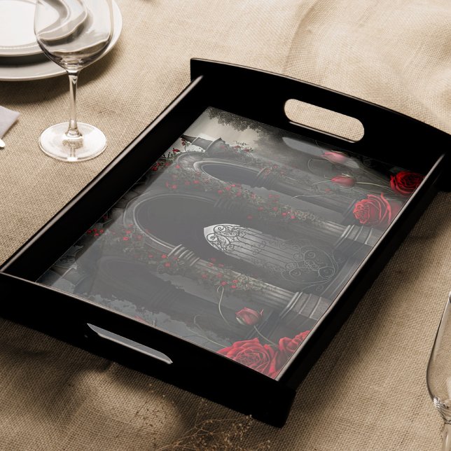 Gothic Cemetery Gazebo with Red Roses at Night Tissue Paper (Creator Uploaded)