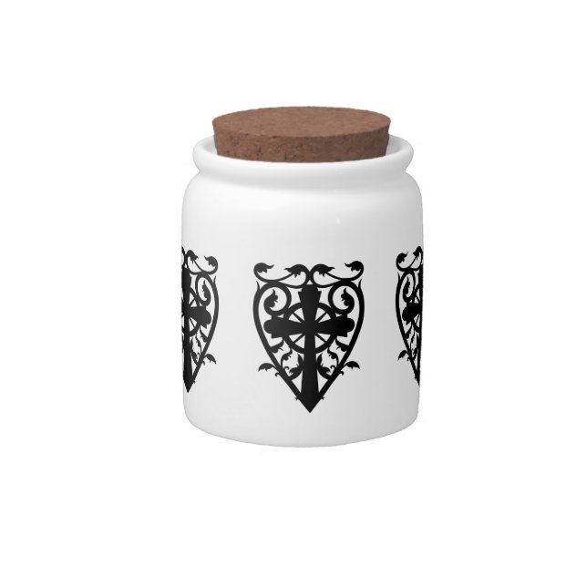 Gothic cemetery heart with cross candy jar (Front)