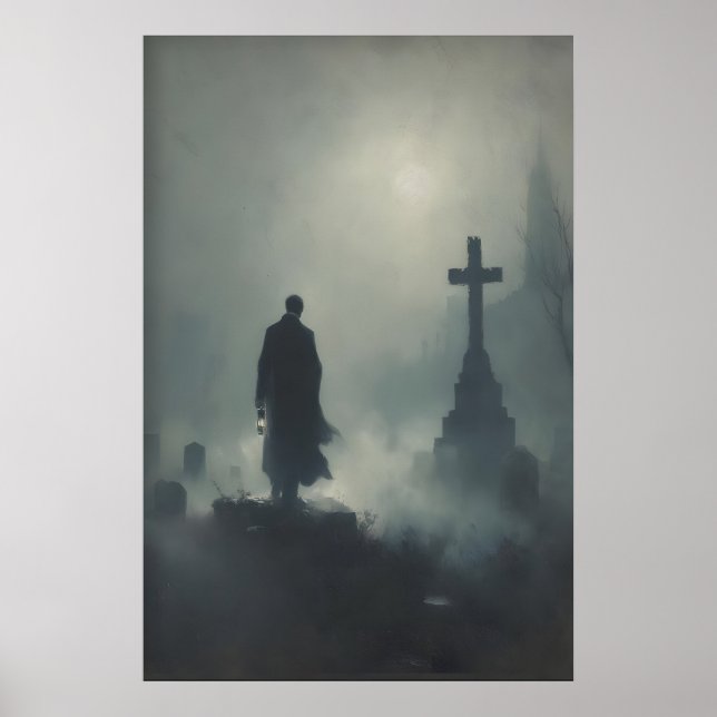 Gothic Cemetery Printable Art Dark Academia Moody Poster (Front)