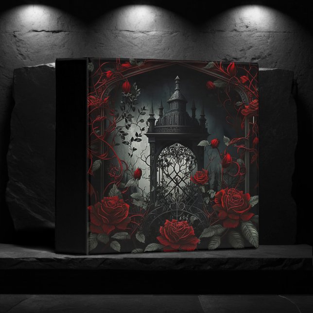 Gothic Cemetery Rose Garden with Red and Black 3 Ring Binder (Creator Uploaded)