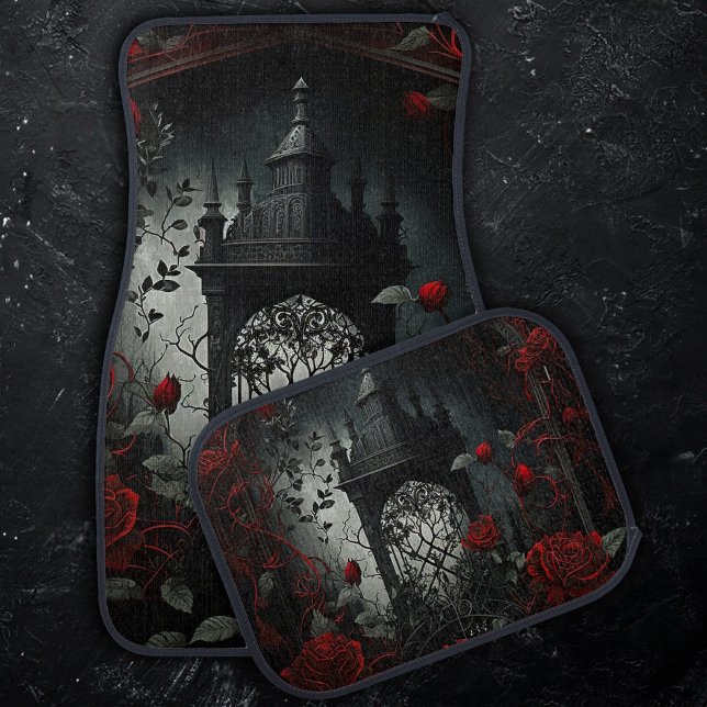 Gothic Cemetery Rose Garden with Red and Black Car Floor Mat (Creator Uploaded)