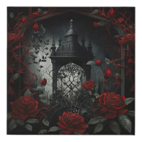Gothic Cemetery Rose Garden with Red and Black