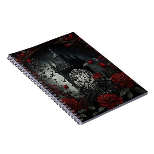 Gothic Cemetery Rose Garden with Red and Black Notebook